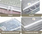10 PCS Clear Zippered Storage Bags with Handle, Sweater Storage with Zipper, Foldable Closet Organizer Bed Sheet Organizer, C