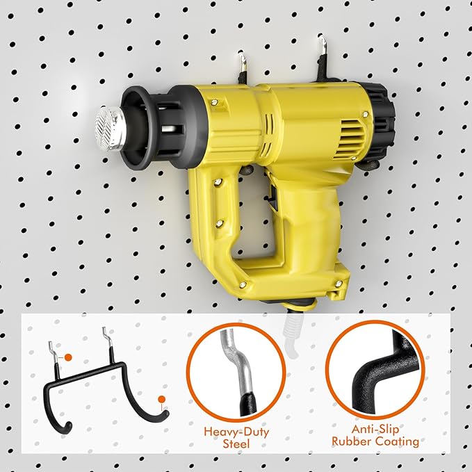 LIGHT DUST Utility Heavy Duty Pegboard Hooks - 8Pack Peg Board Accessories for Hanging Tools Fit 1/4" Peg Holes - Pegboard Or