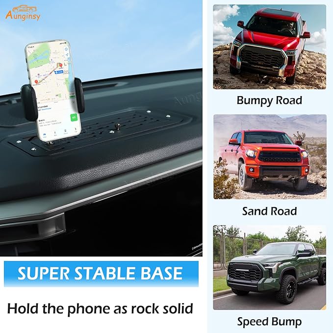 Aunginsy Center Console Dash Storage Organizer Tray with Phone Holder Compatible with Toyota Tundra/Sequoia 2022-2026, Car Dashboard Multi-Functional Mobile Phone Mount Storage Box Insert Accessories
