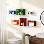Acrylic Floating Shelves for Wall, Wall Mounted Square Cube Shelf for Bedroom Living Room Bathroom Kitchen, Storage Shelf Dis