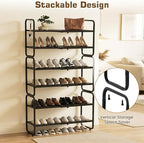 Expandable Shoe Rack - Shoe Stand Holder for Closet, Adjustable Shoe Shelf Storage, Stackable Long Shoe Stand Holder for Livi