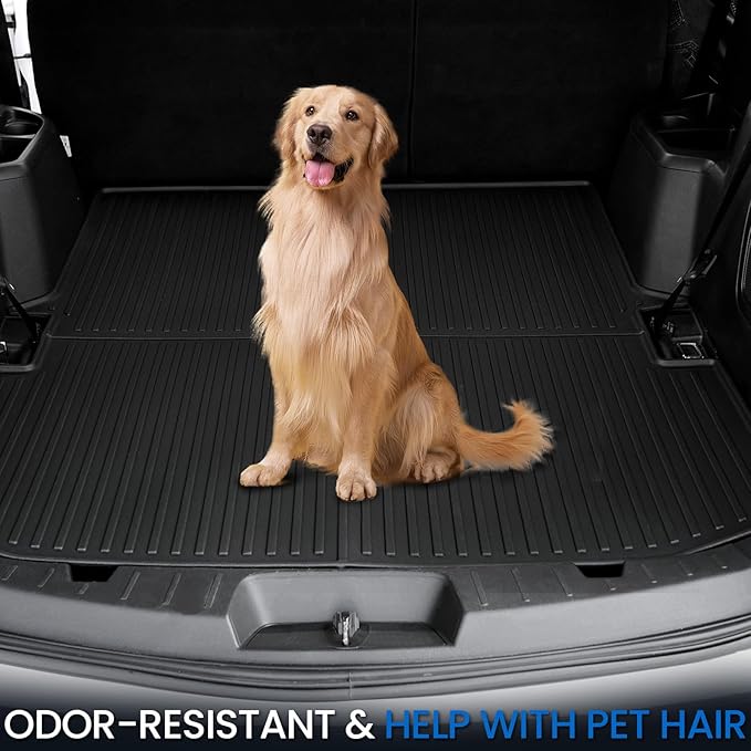 Floor Mats Cargo Mat Set for 2015-2019 Ford Explorer 7 Seats, All Weather TPE Cargo Liner Trunk Lower Mat Door Sill Guards Accessories (15-19 | 7 Seats Floor Mats Set)
