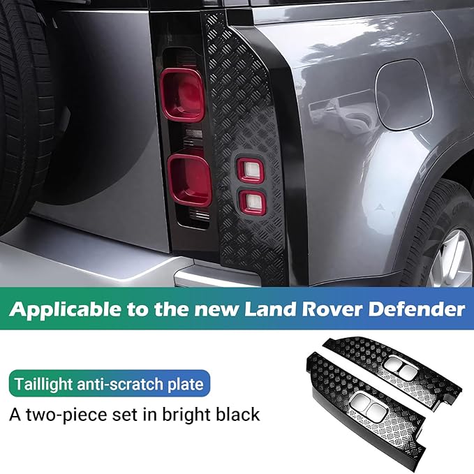 Tail Light Guards for Land Rover Defender 2020-2025 | Gloss Black ABS Lens Protection Covers | Anti-Scratch & UV Resistant | Easy Snap-On Installation for Defender 90 110 130 (Tail Light Cover)
