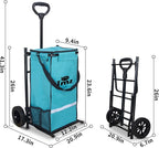 TMZ Heavy-Duty Foldable Shopping Cart with Removable Insulated Bag & Hooks - Lightweight 110 lbs Capacity Grocery Luggage Cart for Market, Travel, Laundry (Turquoise)