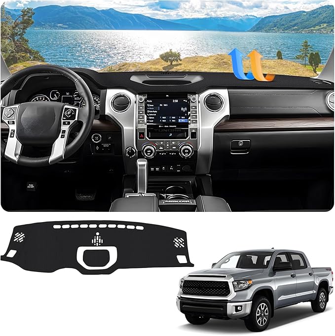 FIILINES Dash Cover for 2014-2021 Toyota Tundra, Dashboard Mat Accessories Dash Cover Sunshade Nonslip Mesh Protector No Glar