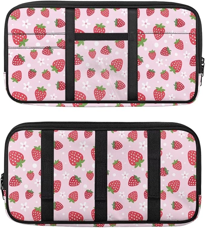 Pink Strawberry Car Sun Visor Organizer with Card Holder Car Visor Organizer Fashion Cars Accessories Easy to Store for Cars, SUVs & Trucks