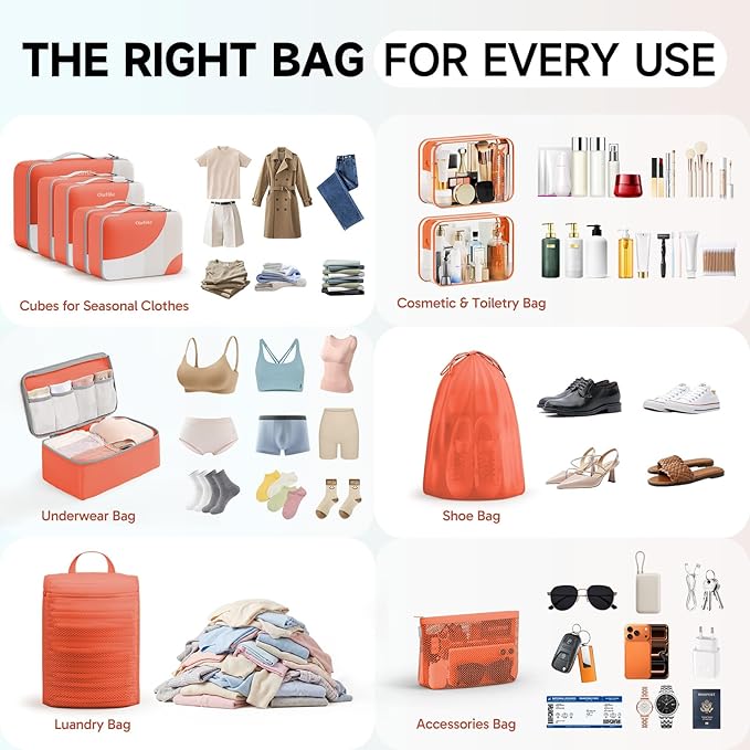 11 Set Packing Cubes for Travel, Gifts for Women Mom Kids, TSA Approved Bags for Makeup, Cosmetic, Toiletry, Suitcase Organiz