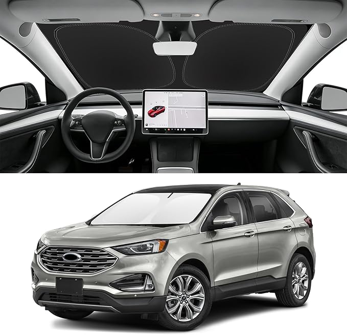 Custom Fit Windshield Sun Shade for Ford Edge 2015-2024, Blocks UV & Heat, Front Window Sunshade Accessorie, Easy Fold & Store Keep Your Car Cooler