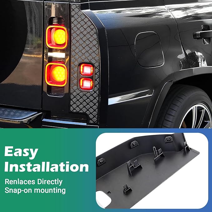 Tail Light Guards for Land Rover Defender 2020-2025 | Gloss Black ABS Lens Protection Covers | Anti-Scratch & UV Resistant | Easy Snap-On Installation for Defender 90 110 130 (Tail Light Cover)