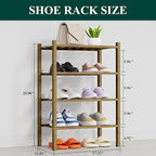 Smiry Shoe Rack, 4 Tier Thick Small Bamboo Shoe Organizer, Stackable Free Standing Wooden Shoe Storage Shelf for Closet, Entr