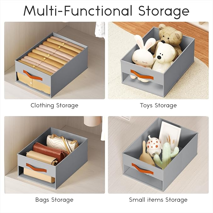 Homsorout Drawer Organizers and Storage - 8 Pack Foldable Pants Organizer with Clear Window & Handles, Fabric Closet Organize