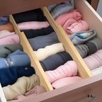 Fabsome Dresser Drawer Organizers 6 Pack, 4.65'' High Adjustable from 12.5-17‘’ Bamboo Drawer Dividers for Clothing Baby Clot