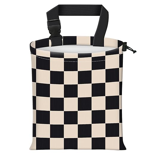 Car Trash Bag Large Hanging Can for Back of Seat, Cute Waterproof Car Garbage Bag for Vehicle, Travelling, Outdoor Cute Black Beige Plaid