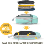 Compression Packing Cubes 8 Set, Dual Zipper Compression Packing Cubes for Travel, See-Through Mesh Packing Bags for Suitcase