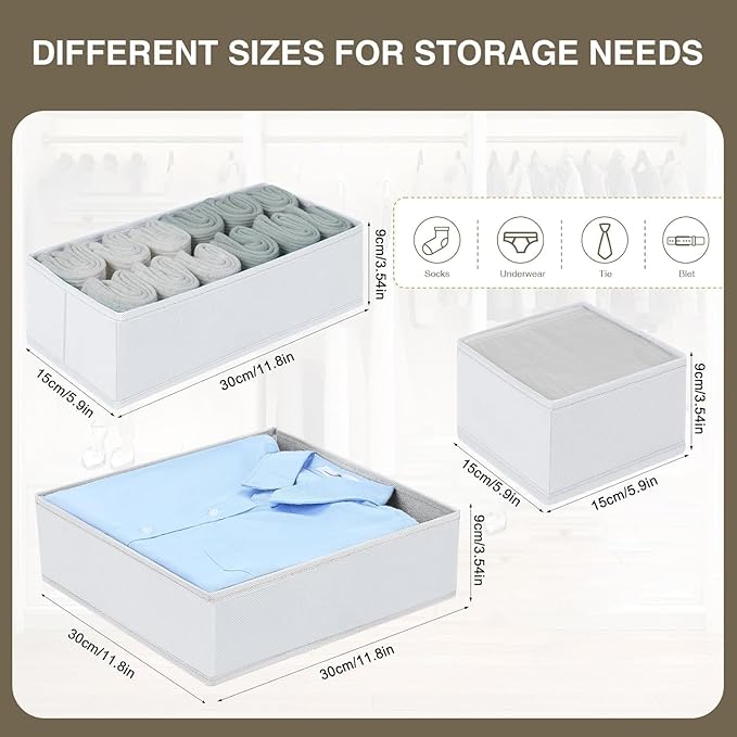 DIMJ Drawer Organizer Clothes, 24 Pack Dresser Organizer, Foldable Closet Organizers and Storage, Fabric Dresser Drawer Organ