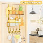 Kaiferty Over The Door Hooks Organizer,Coat Rack with 12 Hooks and 2 Mesh Baskets,Back of Door Storage Organizer for Bathroom