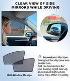 XCBYT Tesla Model Y Window Shades (2020–2024) - Static Cling Privacy Rear Side Window Covers, Clear Front Half Window Shades, Easy Install, No Residue (4 PCS)