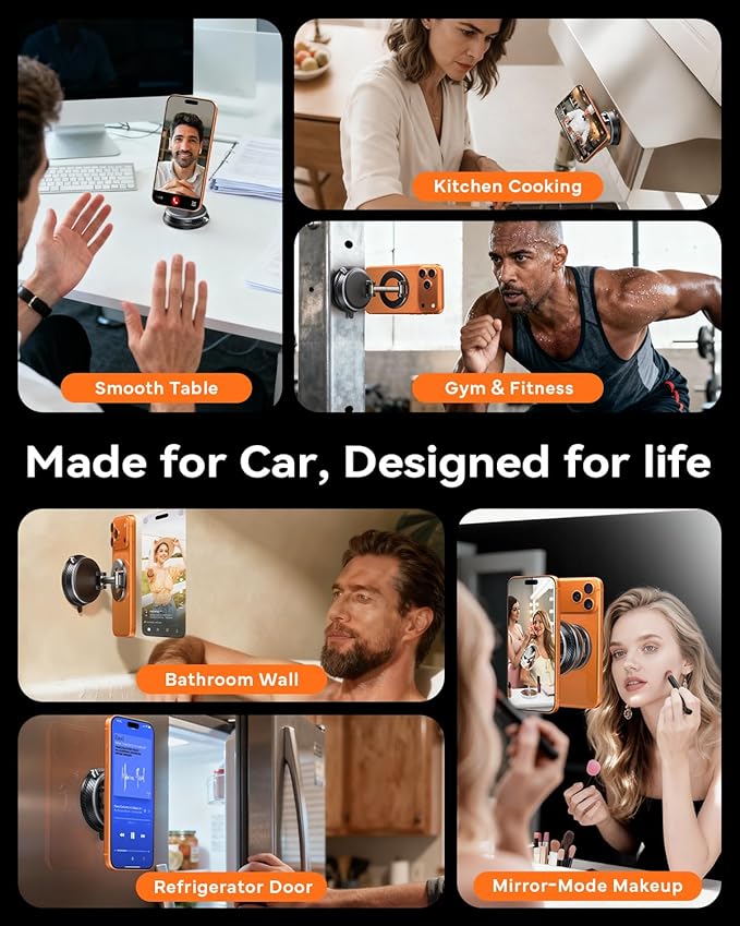 Upgraded Car Phone Holder for Magsafe [108+LBS Strongest Suction & 3000gf Magnetic] Vacuum Magnetic Phone Holders for Your Car 360° Adjustable Car Phone Mount for iPhone & Android Grey