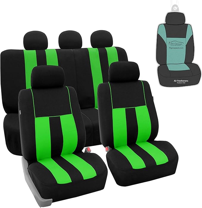 FH Group Car Seat Cover Full Set Striking Striped Car Seat Covers with Front Seat Covers and Rear Split Bench, Universal Fit 