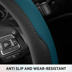 Road Comforts Steering Wheel Cover, Breathable Anti-Slip Leather Steering Wheel Cover, Universal Fit 14.5–15 Inch, Comfortabl