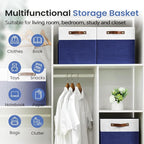 FinishingBo 6-Pack Storage Cubes with Handles & Label Holders Basket, Closet Cube Home Organizer Bins(White/Blue, 13 x 13 x 1