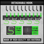 SWANLAKE Plastic 64 Inch Adjustable Storage System, Wall Mounted Hooks Tool Organizer, Garden Tool Hangers, Black