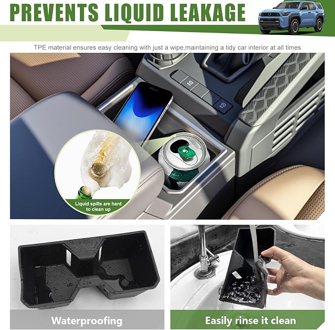 Cup Holder Inserts for 2025 Toyota 4Runner Center Console Cupholder Coaster Liner Replaces Mat for 4 Runner SUV Interior Accessories Black(Only for 2025)