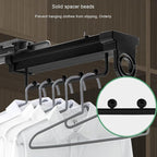 Retractable Stainless Steel Clothes Rail, Extendable Wardrobe Pull Out Rod with Damping Slide, Heavy-Duty Hanger Bearing 25Kg