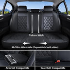 Coverado Car Seat Covers Full Set, Front and Back Seat Covers for Cars, Luxury Faux Leather Waterproof Seat Covers, Black Car