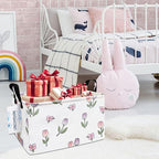 LANGYASHAN Rectangular Storage Bin Collapse Canvas Fabric Cartoon Storage Basket with Handles for Organizing Home Kitchen Boy