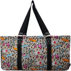 NGIL Extra Large Utility Tote Reusable Grocery Bag Oversized Collapsible for Groceries, Storage, Picnic, Beach (Cheetah Nurse-Black)