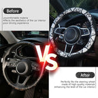 ZHOL Snake Skin Steering Wheel Cover, Breathable Microfiber Leather Universal 14.5-15 inch, Anti-Slip Car Steering Wheel Prot