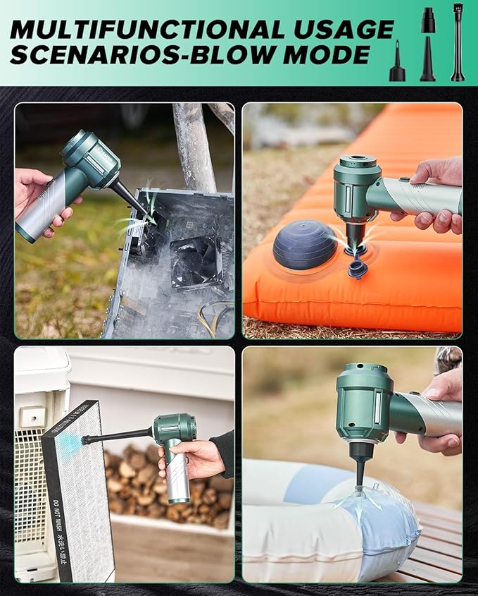 Saker Foldable Handheld Car Vacuum Cleaner Portable Cordless, 17000PA High Power Mini Vacuum Cleaner and Air Duster with Brus