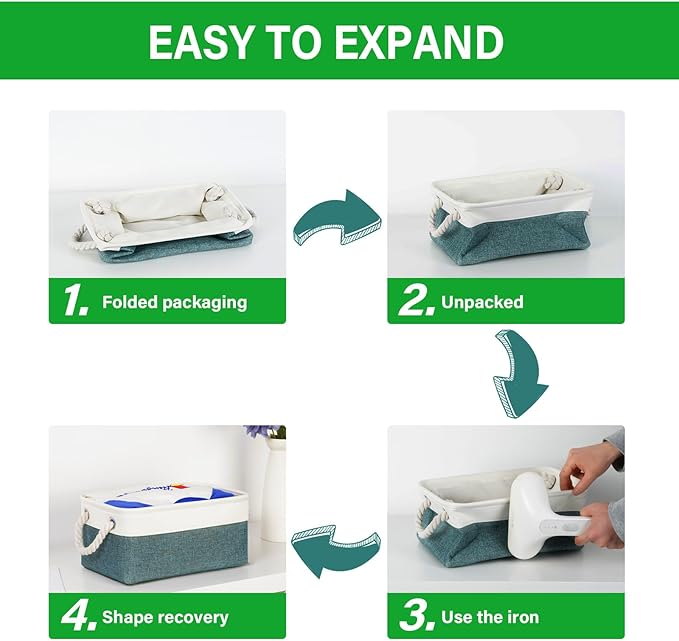 Bidtakay Small Storage Baskets for Shelves 3 Pack Fabric Storage Bins for Organizing Linen Collapsible Organizer for Closet-D