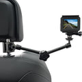 Car Headrest Camera Mount for GoPro/Insta 360/DJI OSMO/AKASO/Video/DSLR, 1.57 inch Diameter Base 10 inch Length Magic Arm, Aluminum Alloy Adjustable Camera Holder, Black
