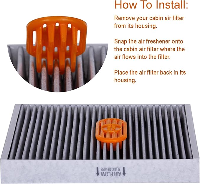 Pureflow Cabin Filter Air Freshener with Odor Eliminator – Fits on Most Car, Truck, and SUV Cabin Air Filters - Tropical Peac