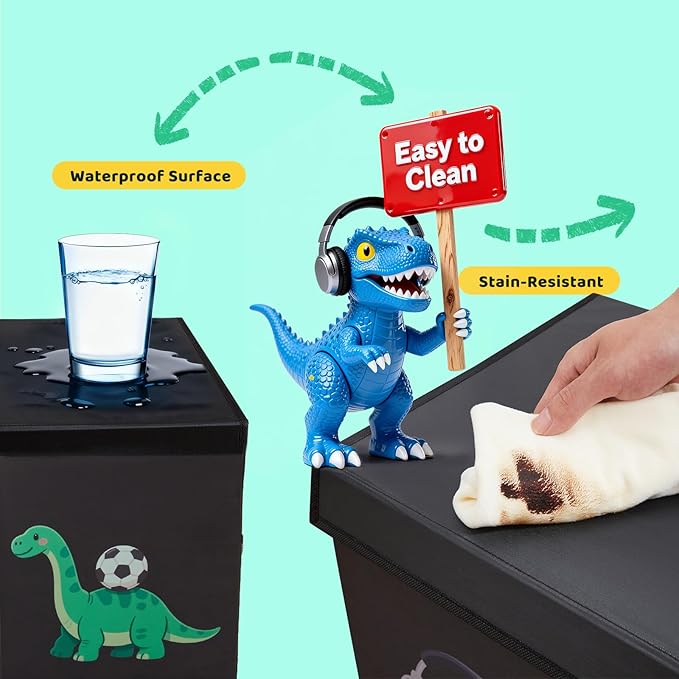 Extra Large Toy Box,150L Sturdy Dinosaur Collapsible Storage with Lid,40"x14"x16" Kids Storage Organizer,Chest Bin Baskets fo