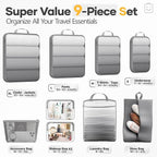 Veken 9/11 Set Compression Packing Cubes for Travel Essentials,Compressible Expandable Large Luggage Suitcase Organizer Bags 