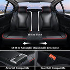 Coverado Car Seat Covers Full Set, Black Redline Seat Covers for Cars, Waterproof Nappa Leather Automotive Seat Covers with L
