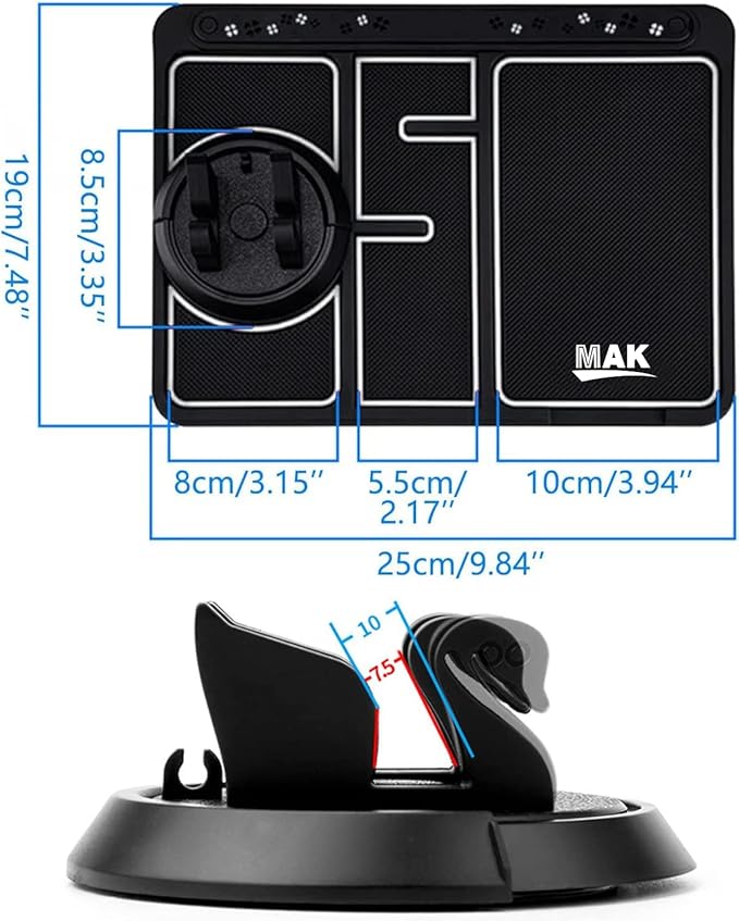 MMAK Anti-Slip Car Dashboard Mat with Phone Holder & Aromatherapy - Universal Non Slip Sticky Rubber Pad with 2 Aroma Sticks 