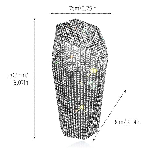 Rhinestone Car Trash Can with Lid, Sparkly Garbage Can, Diamond Design Small Automatic Portable Trash Can for Automotive, Home, Office, Kitchen, Bedroom.