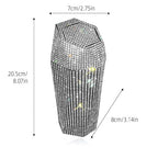 Rhinestone Car Trash Can with Lid, Sparkly Garbage Can, Diamond Design Small Automatic Portable Trash Can for Automotive, Home, Office, Kitchen, Bedroom.