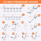 INCLY 70PCS Pegboard Wall Organizer, 4PCS Metal Peg Board Panels with 66PCS 1/4" Pegboard Hooks Accessories Kit, Black Peg Bo