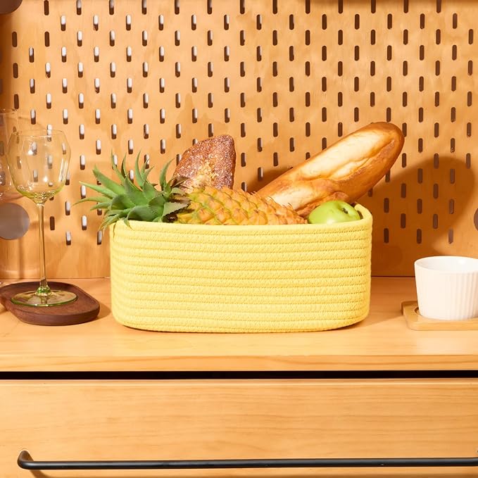 MiniArk Small Storage Baskets for Organizing | Closet Organizer Bins | Shelf Toy Basket | Woven Rope Baskets | Cube Decorativ