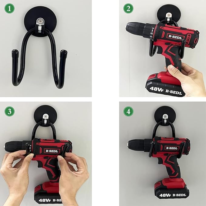 4 Pack Strong Garage Magnetic Hooks, Power Tool Organizer Rack, Heavy Duty Storage Utility Magnet Hooks for Power Drill,Garde