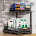Under Sink Organizer, High Adjustable 2 Tier Under Kitchen Sink Organizer, Multi-Purpose Storage Shelf for Kitchen Bathroom C