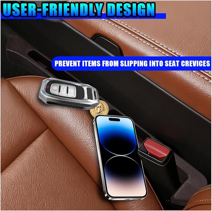 2PCS Car Seat Gap Filler Organizer, Multifunctional Car Gap Stopper Between Seat & Console Prevent Things Drop, Universal Vehicle Interior Phone Holder Accessories for SUVs Trucks (Brown)