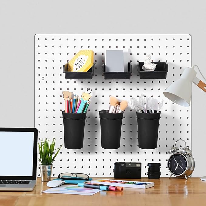 Yookeer 20 Pcs Pegboard Bins and Cups with Hooks and Loops Peg Assortment Organizer Accessories Various Tool Organizer Pegboa