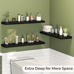 Fun Memories Floating Shelves for Wall 36 Inch Set of 3, Farmhouse Floating Shelves with Invisible Heavy Duty Bracket, 10 Inc