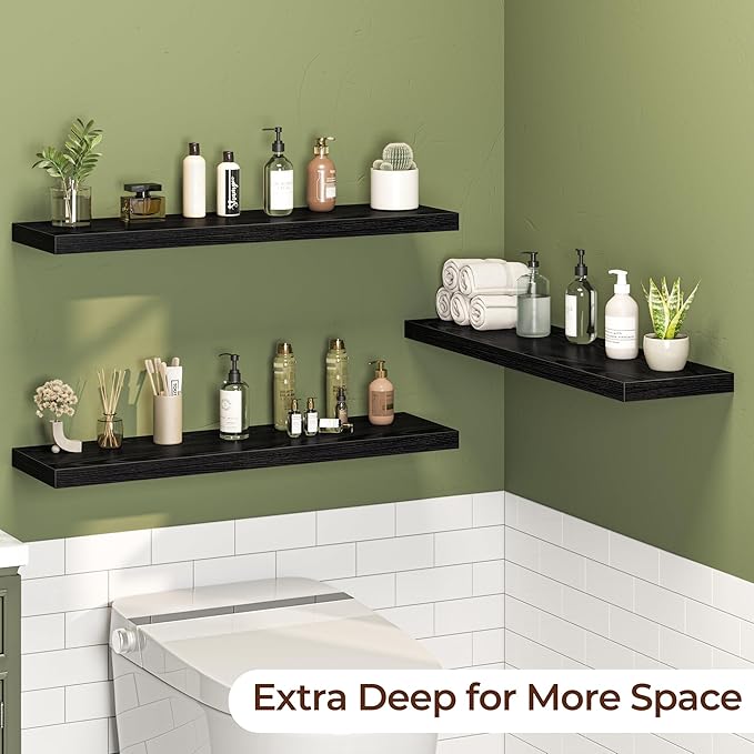 Fun Memories Floating Shelves for Wall 36 Inch Set of 3, Farmhouse Floating Shelves with Invisible Heavy Duty Bracket, 10 Inc